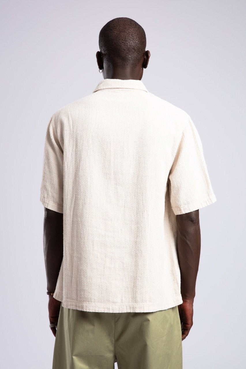 Beige Shirt & Olive Wide-Leg Pants Summer Set