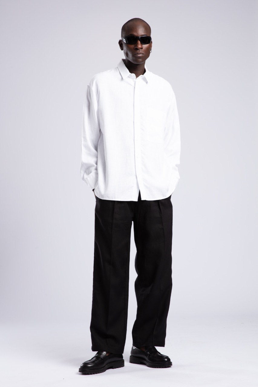 Classic White Linen Shirt for Men – Relaxed Fit