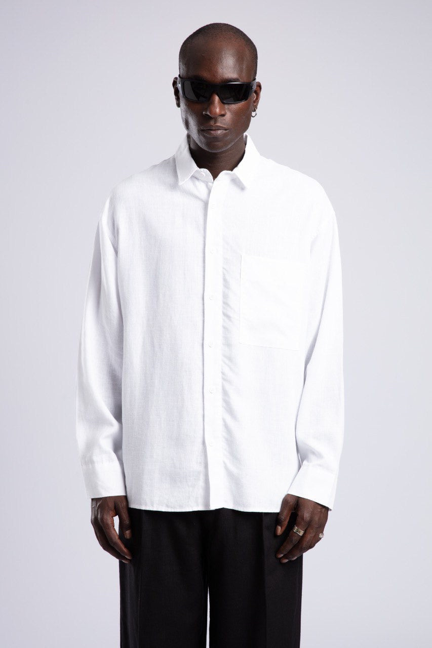 Classic White Linen Shirt for Men – Relaxed Fit