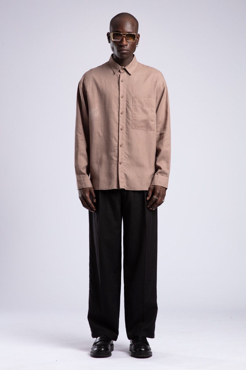 Mocha Brown Linen Shirt for Men – Relaxed Fit