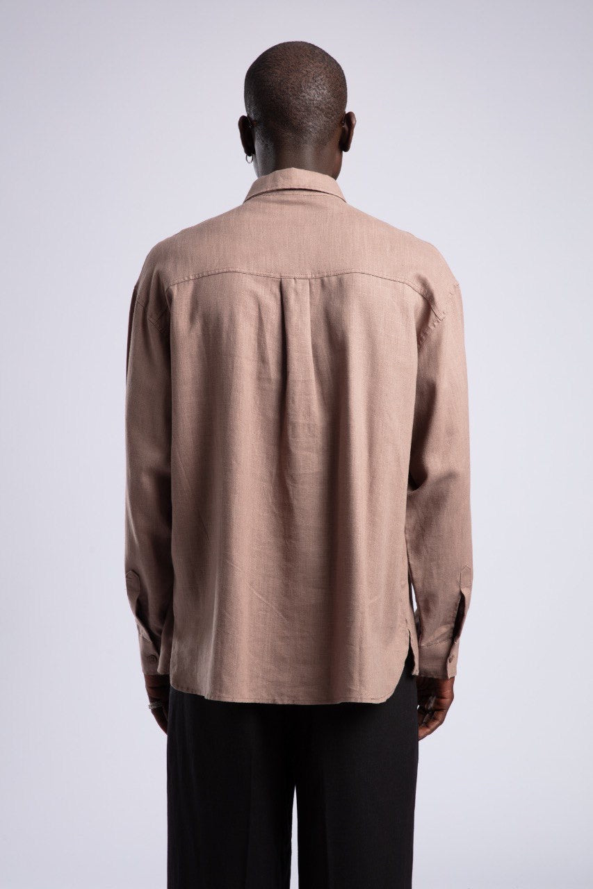 Mocha Brown Linen Shirt for Men – Relaxed Fit