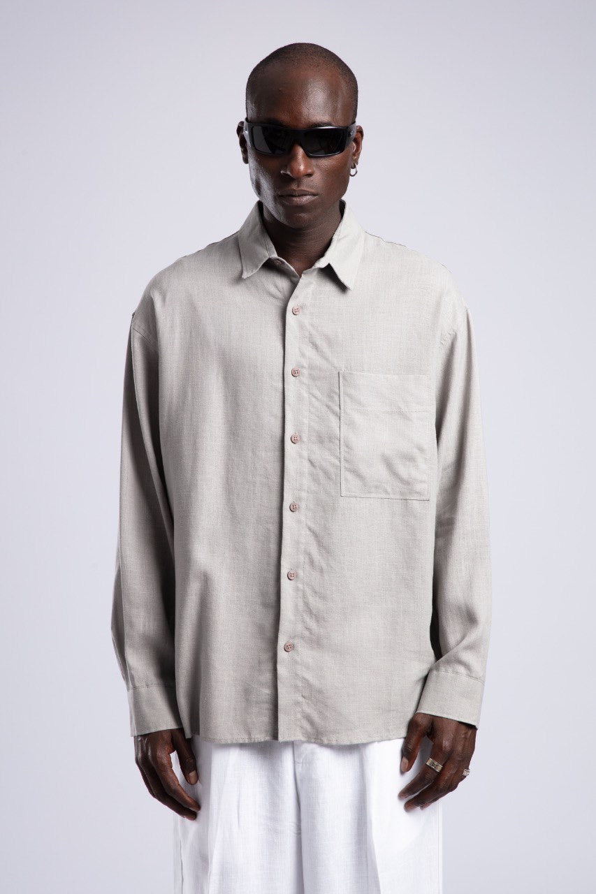 Light Grey Linen Shirt for Men – Relaxed Fit