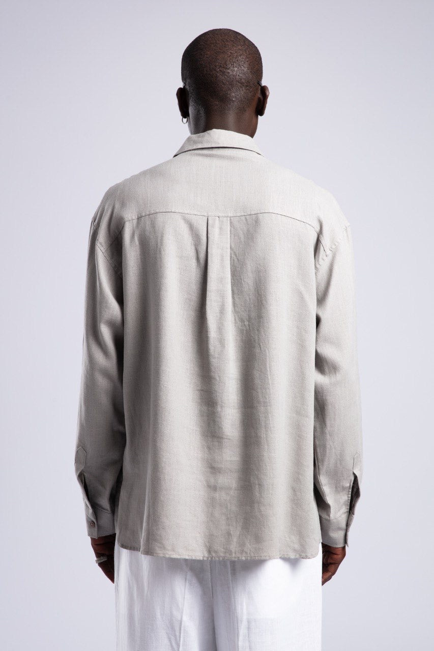 Light Grey Linen Shirt for Men – Relaxed Fit