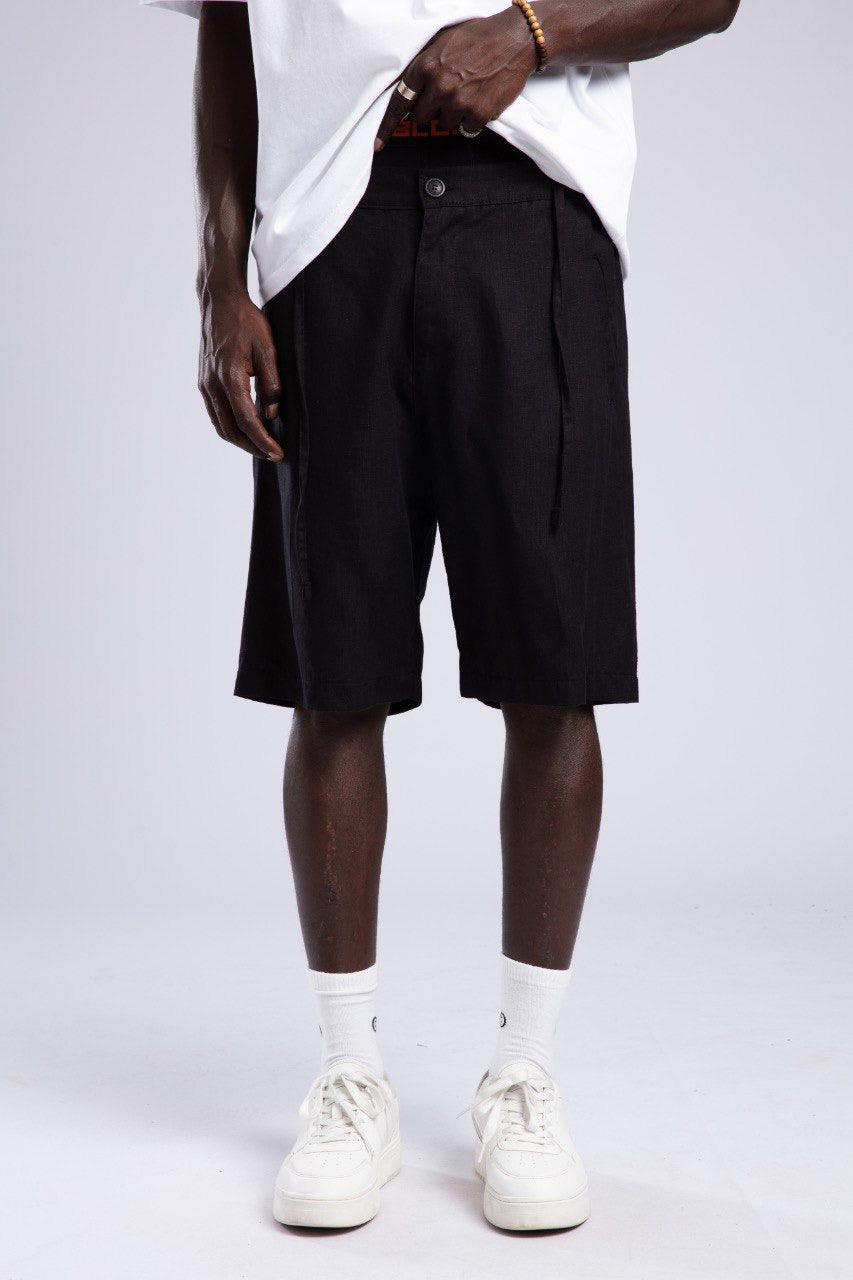 Relaxed Black Knee-Length Casual Streetwear Shorts