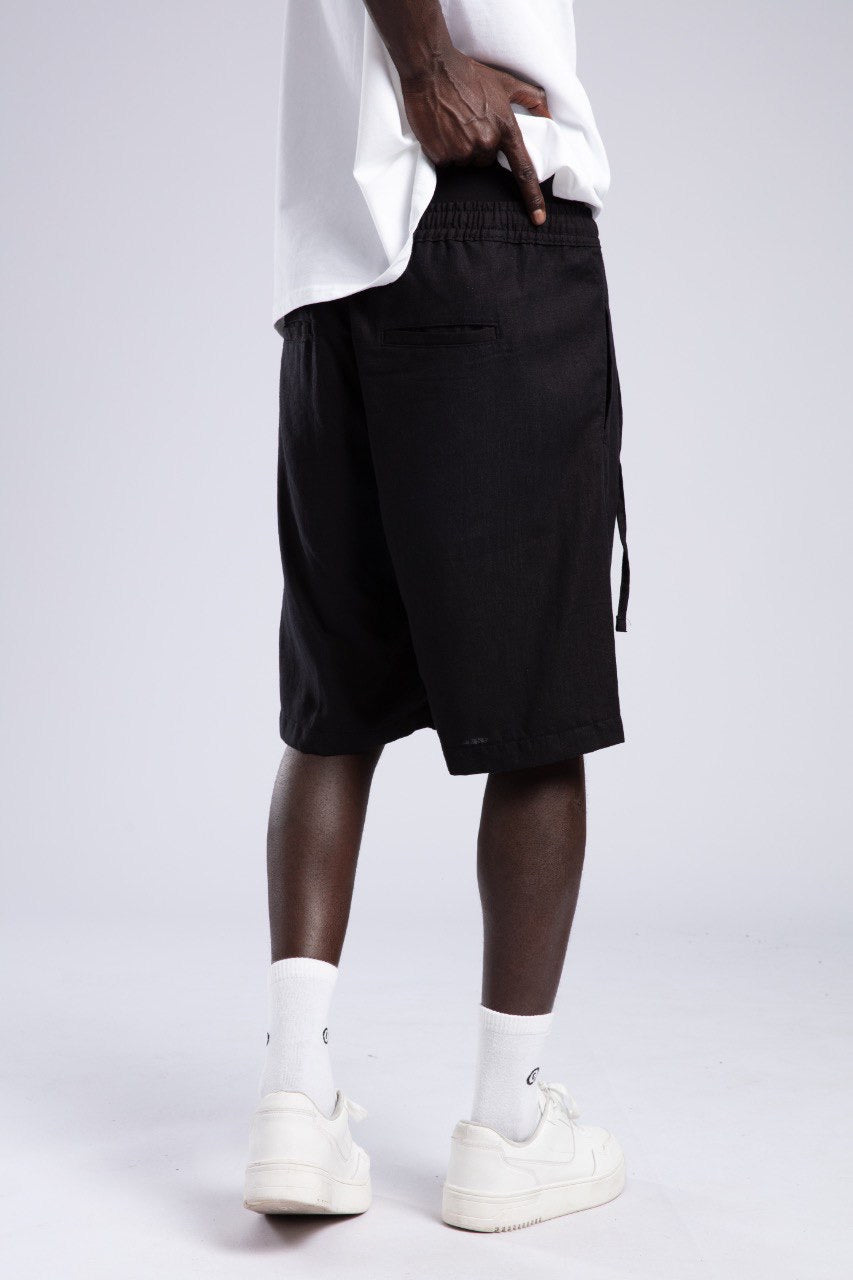 Relaxed Black Knee-Length Casual Streetwear Shorts