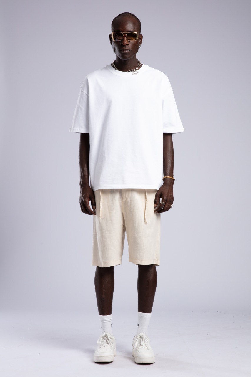 Relaxed Beige Knee-Length Casual Summer Streetwear Shorts