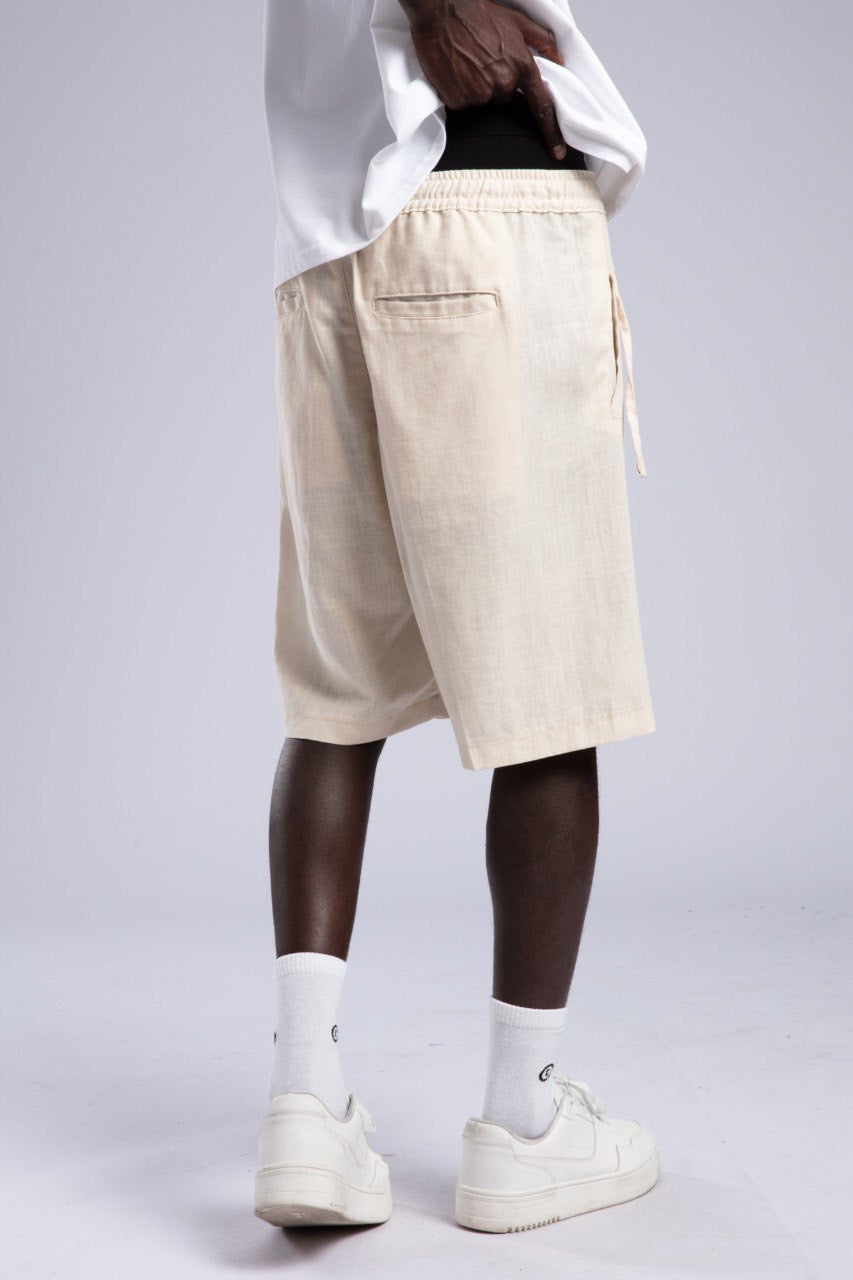 Relaxed Beige Knee-Length Casual Summer Streetwear Shorts