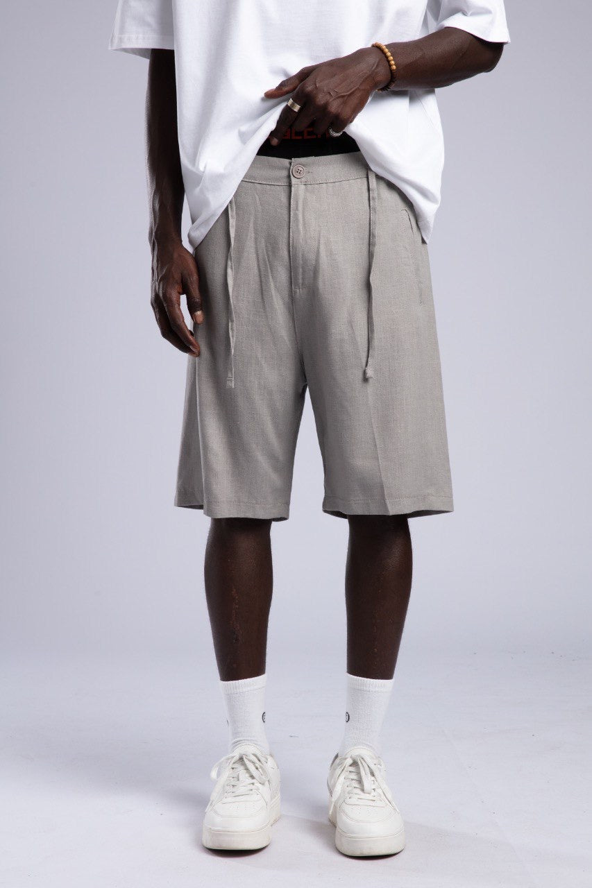 White Tee & Light Grey Casual Shorts Streetwear Set