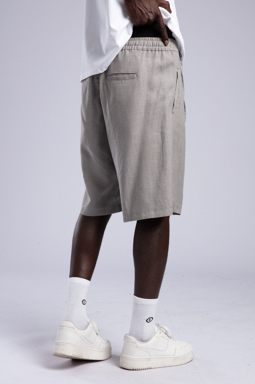 Relaxed Grey Knee-Length Lightweight Casual Summer Shorts