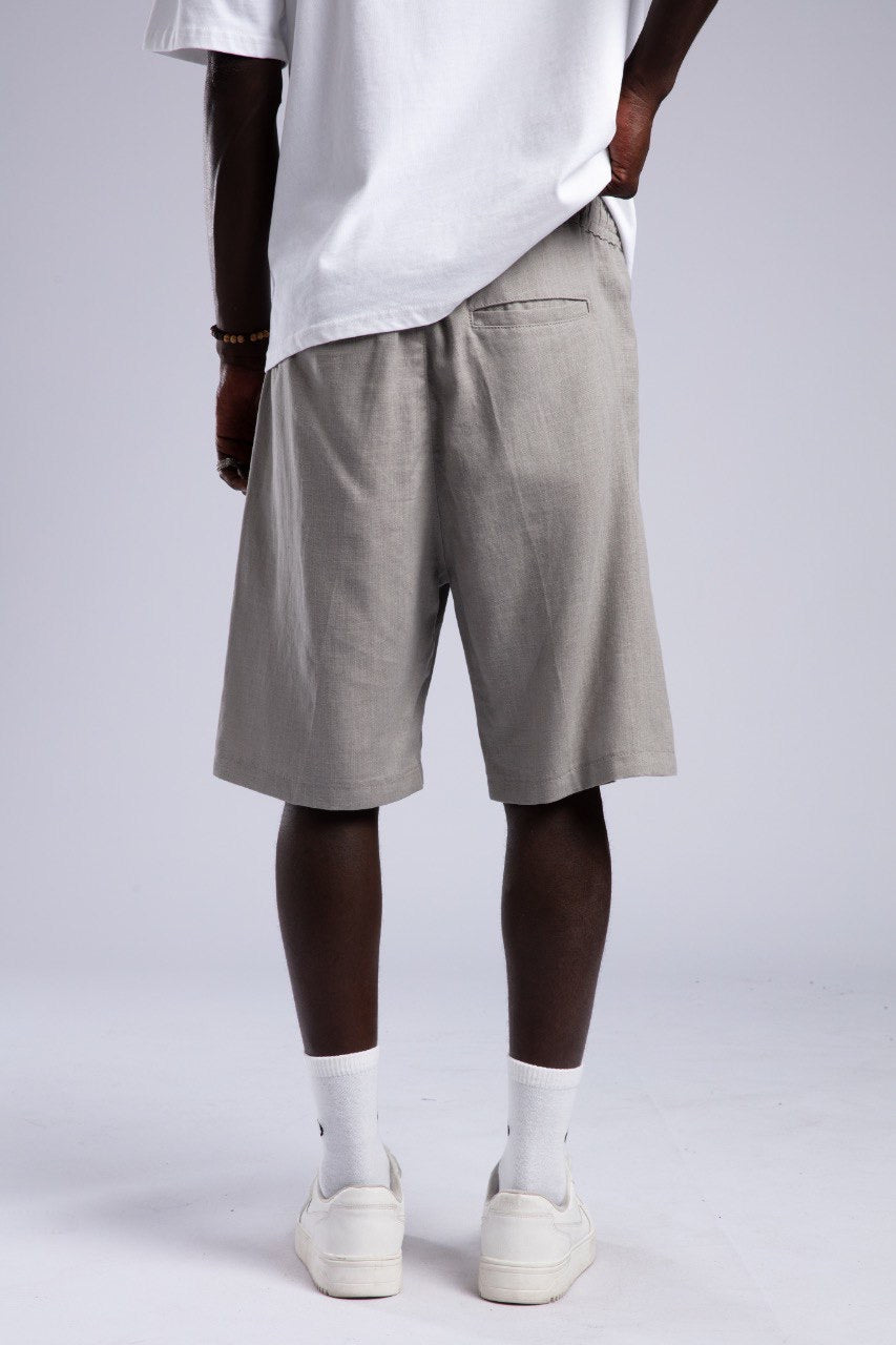 Relaxed Grey Knee-Length Lightweight Casual Summer Shorts