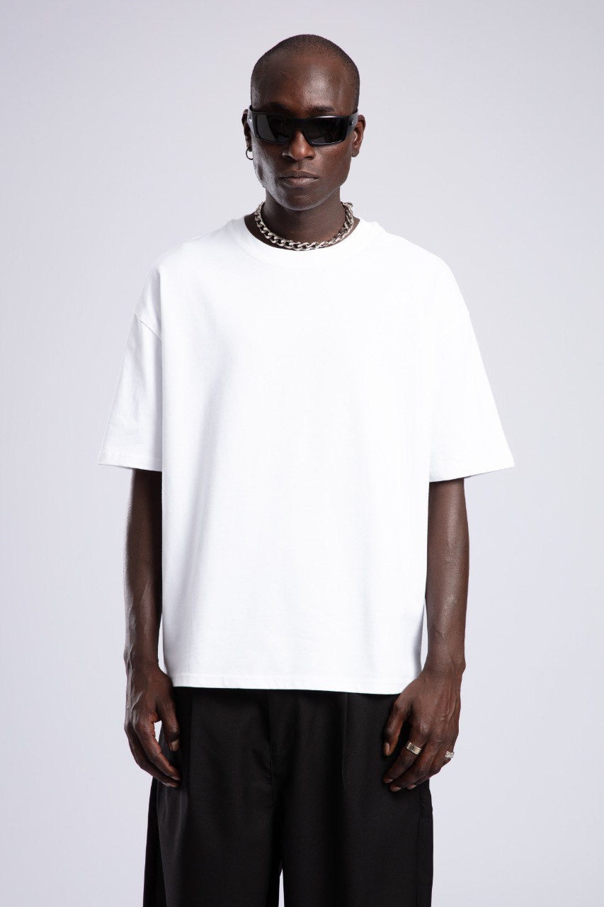 White Oversized Tee & Black Wide-Leg Pants Set