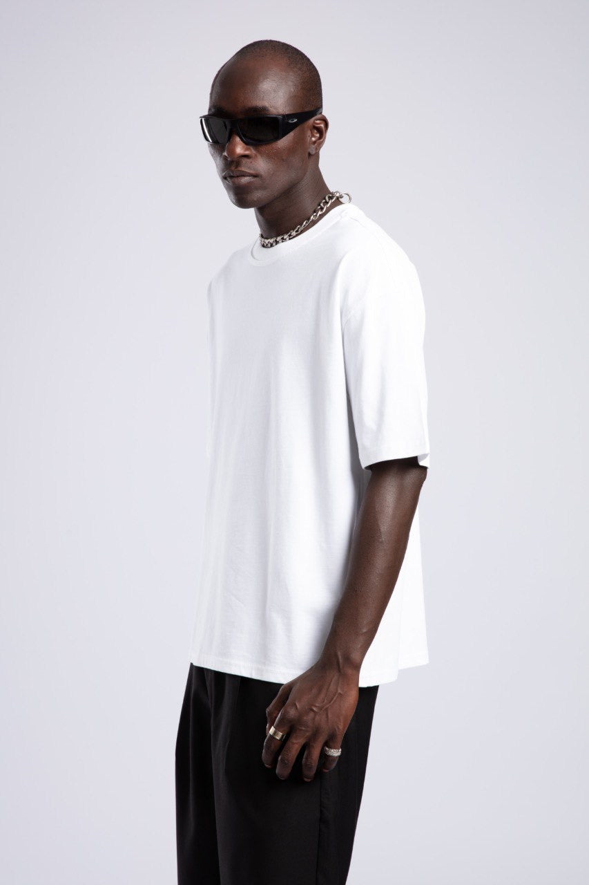 White Oversized Tee & Black Wide-Leg Pants Set