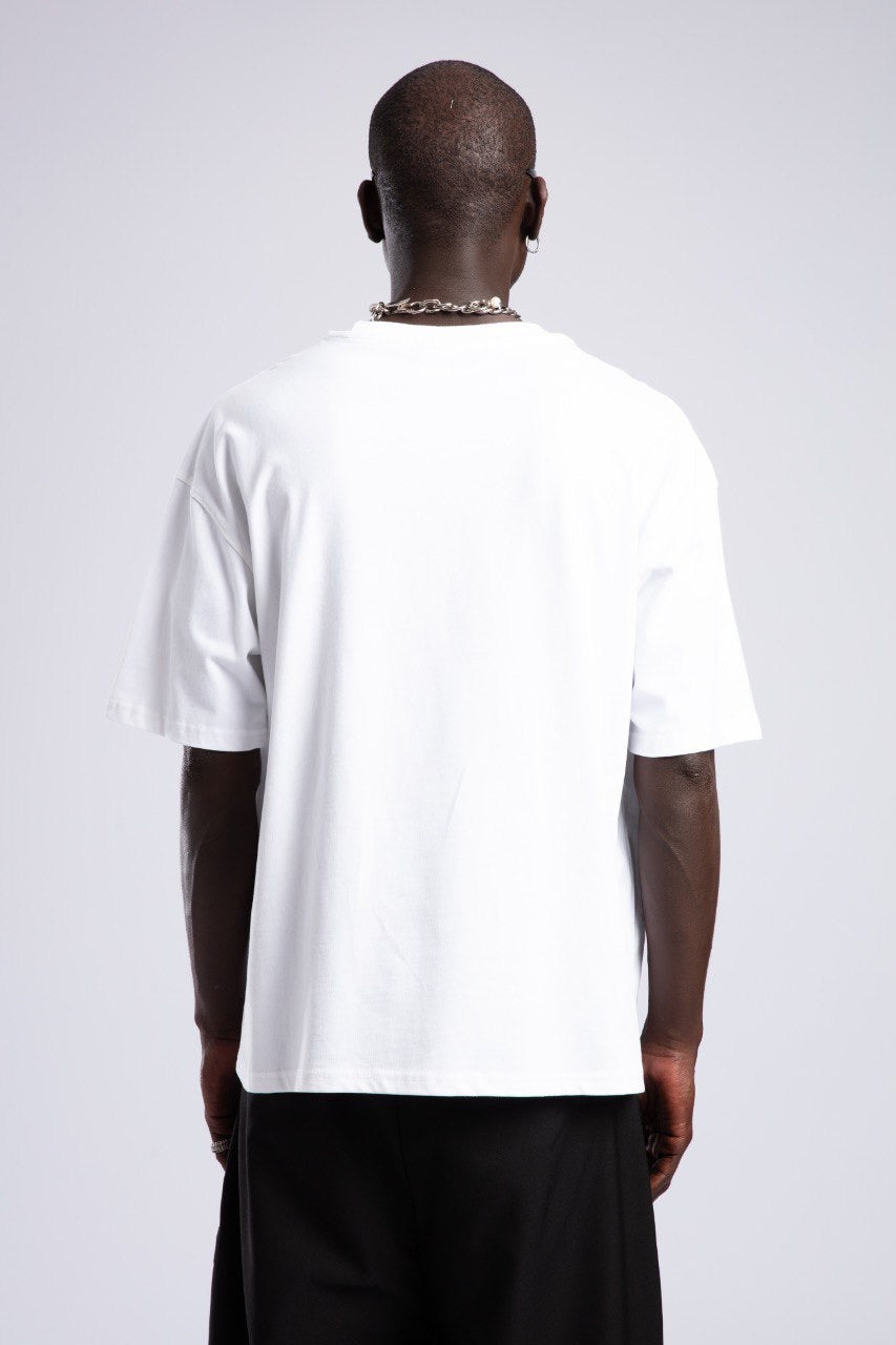 White Oversized Tee & Black Wide-Leg Pants Set