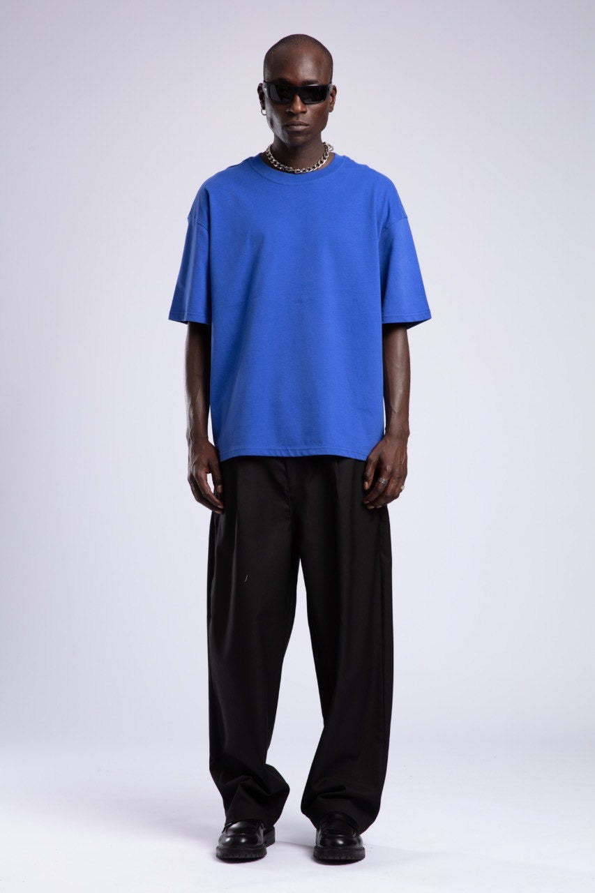 Men's Blue Oversized T-Shirt with Black Pants
