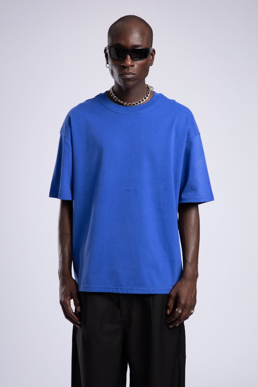 Men's Blue Oversized T-Shirt with Black Pants