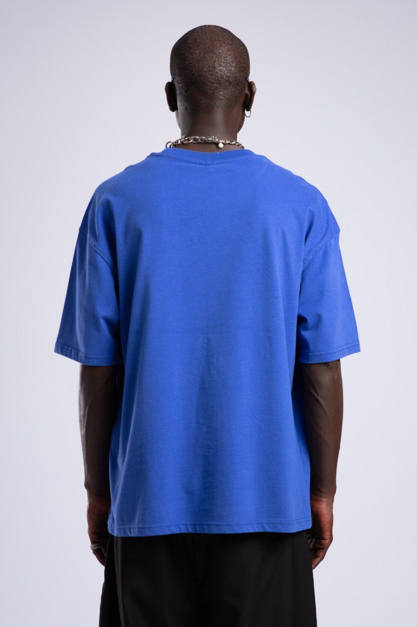 Men's Blue Oversized T-Shirt with Black Pants