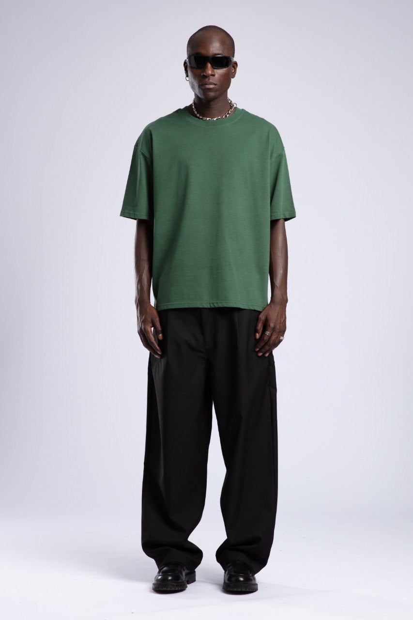 Men's Green Oversized T-Shirt with Black Pants