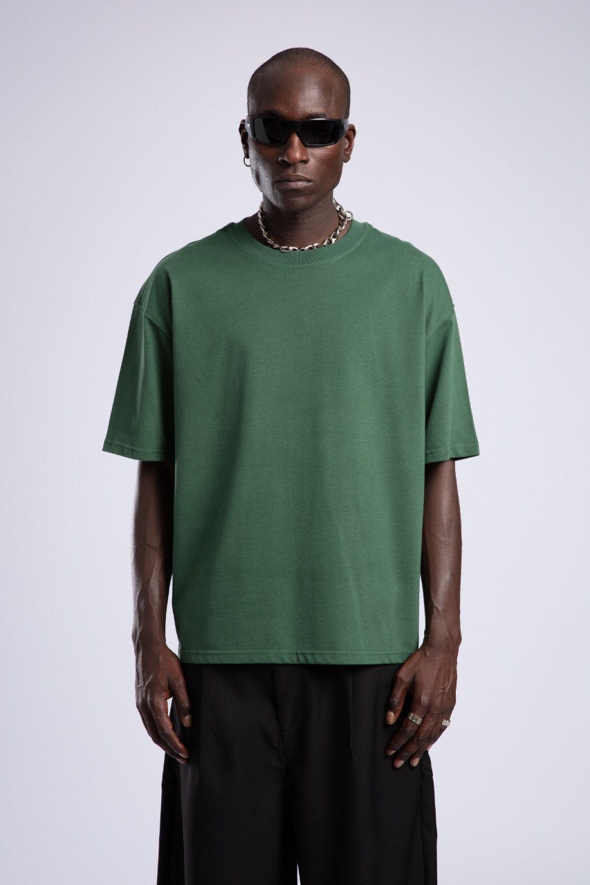 Men's Green Oversized T-Shirt with Black Pants
