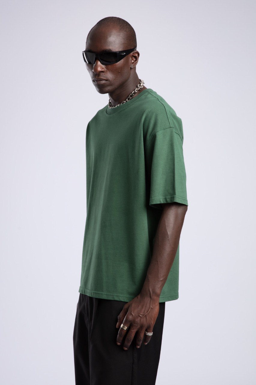 Men's Green Oversized T-Shirt with Black Pants