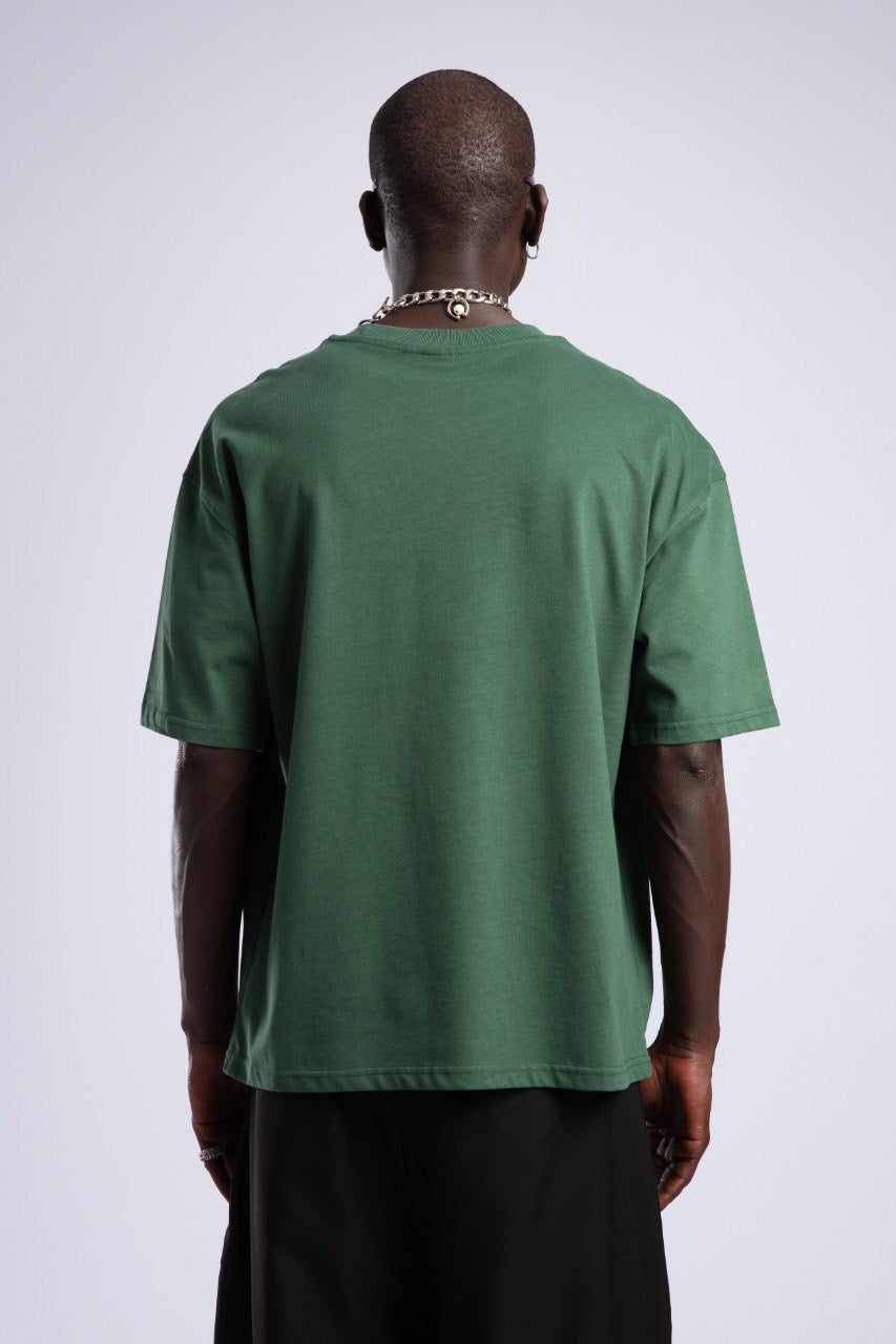 Men's Green Oversized T-Shirt with Black Pants