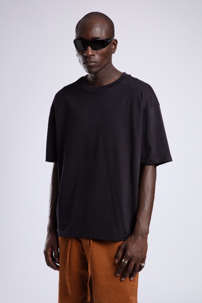 Men's Black T-Shirt & Brown Pants Casual Set