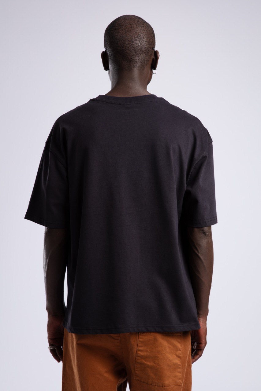 Men's Black T-Shirt & Brown Pants Casual Set