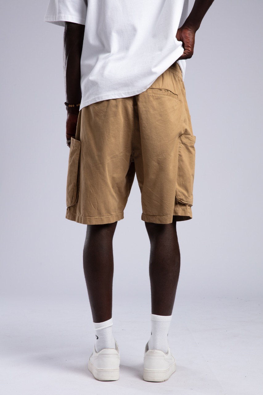 Men's White T-Shirt & Khaki Cargo Shorts Set