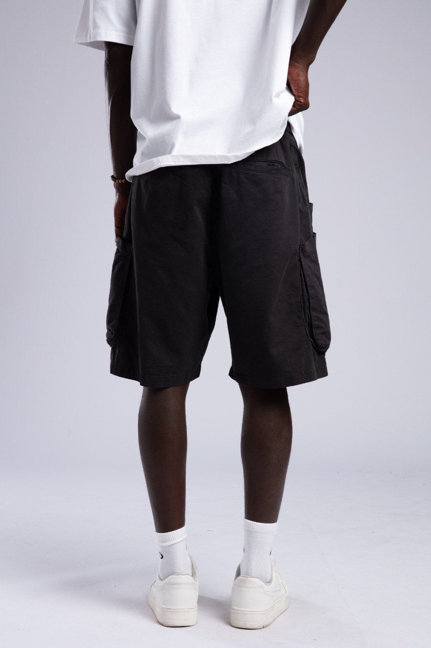 Men's White T-Shirt & Black Cargo Shorts Set
