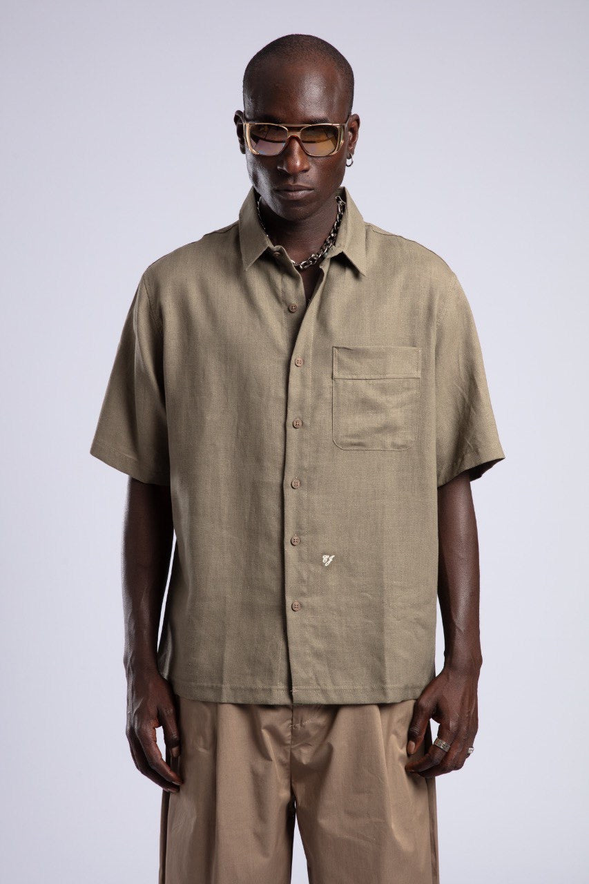 Men's Olive Short Sleeve Shirt