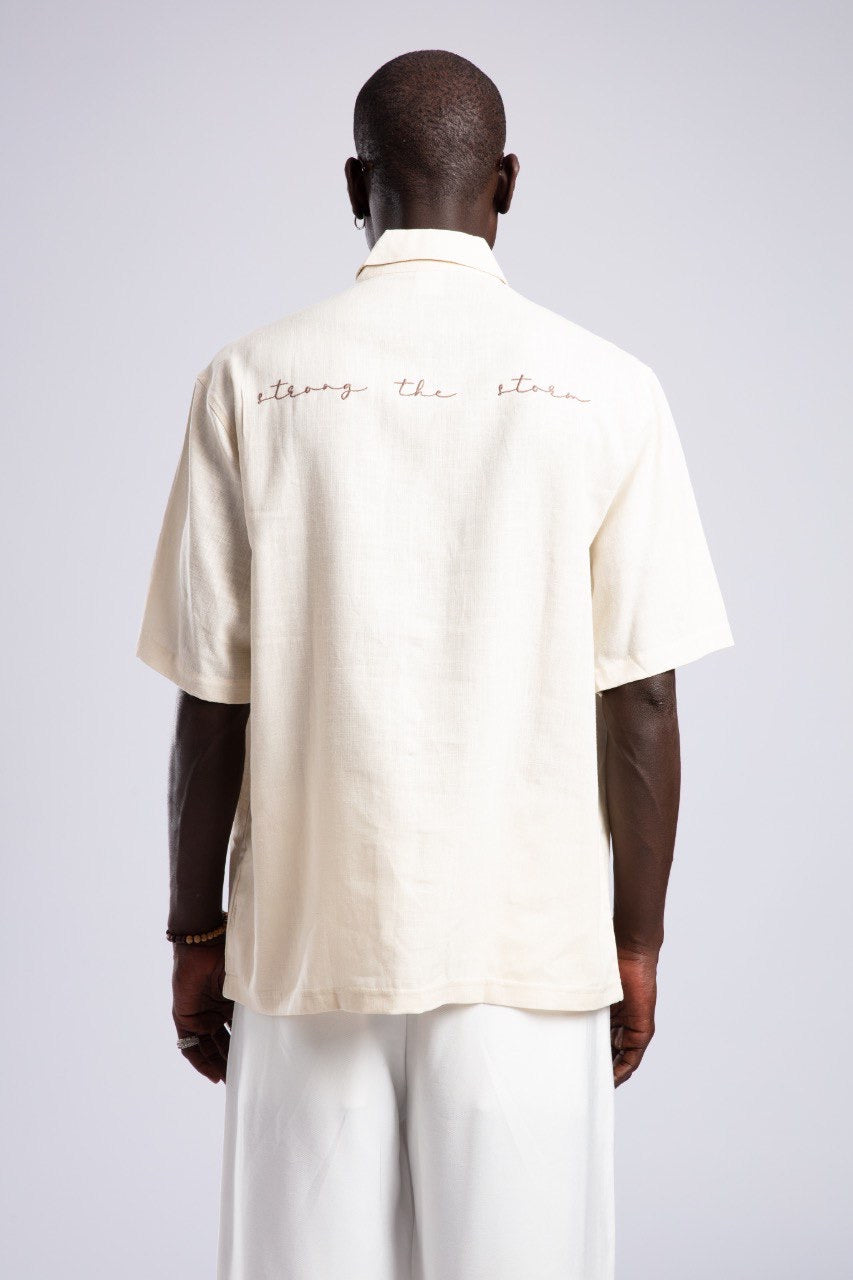 Men's Beige Short Sleeve Shirt