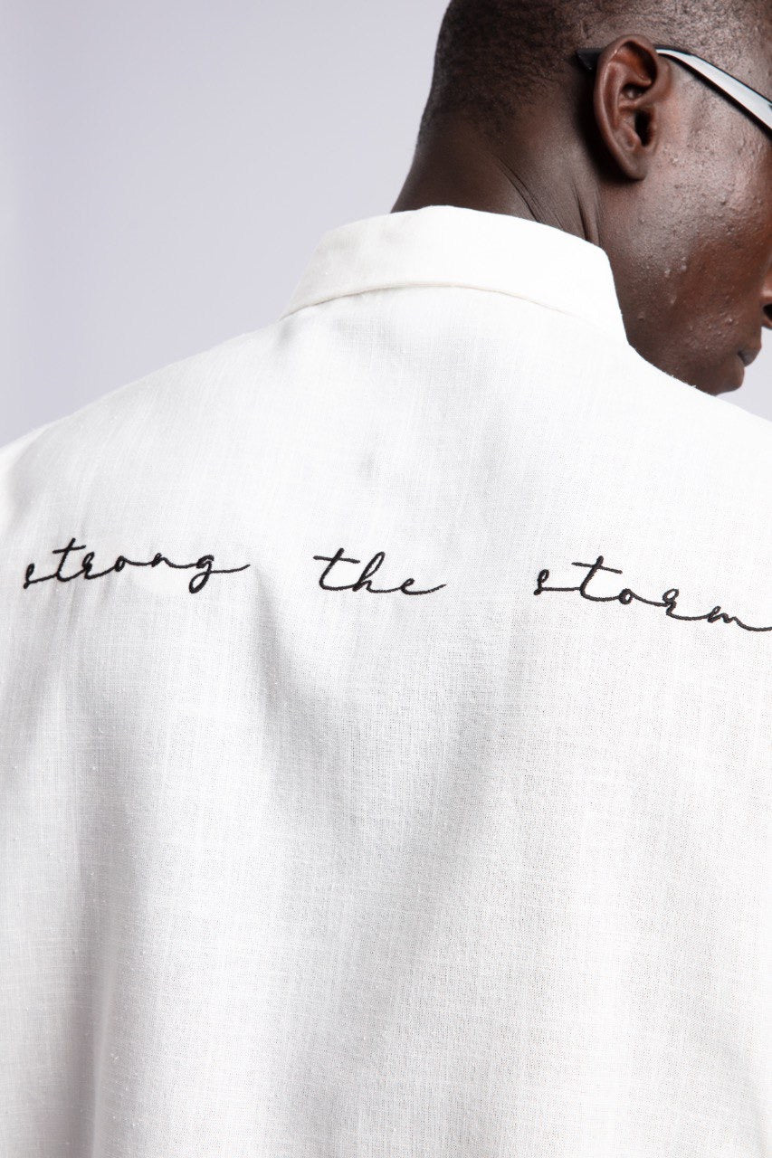 Men’s White Linen Shirt and Shorts Set