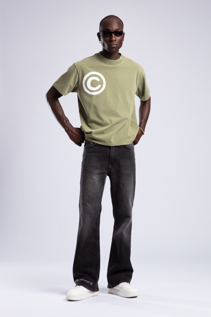 Olive Green T-Shirt with Bold C Logo Print Design