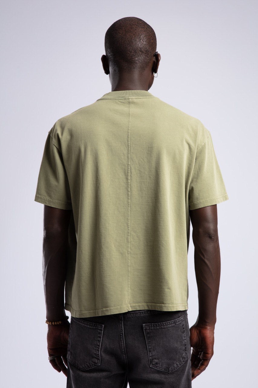 Men's Olive Green T-Shirt with Logo & Black Jeans
