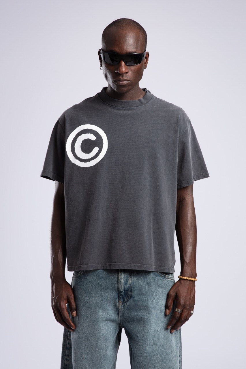 Men's Grey T-Shirt with Logo & Light Blue Jeans