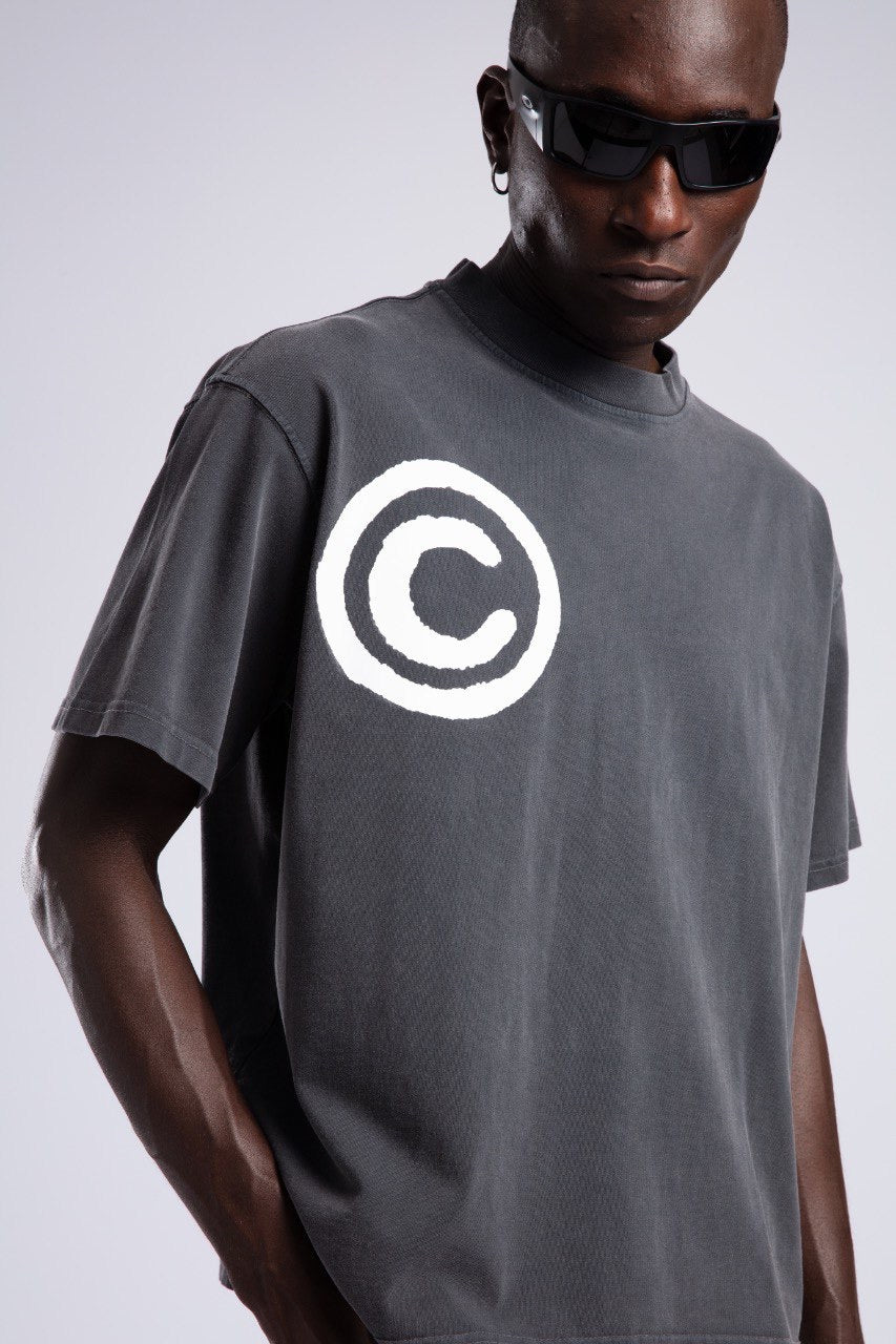 Men's Grey T-Shirt with Logo & Light Blue Jeans