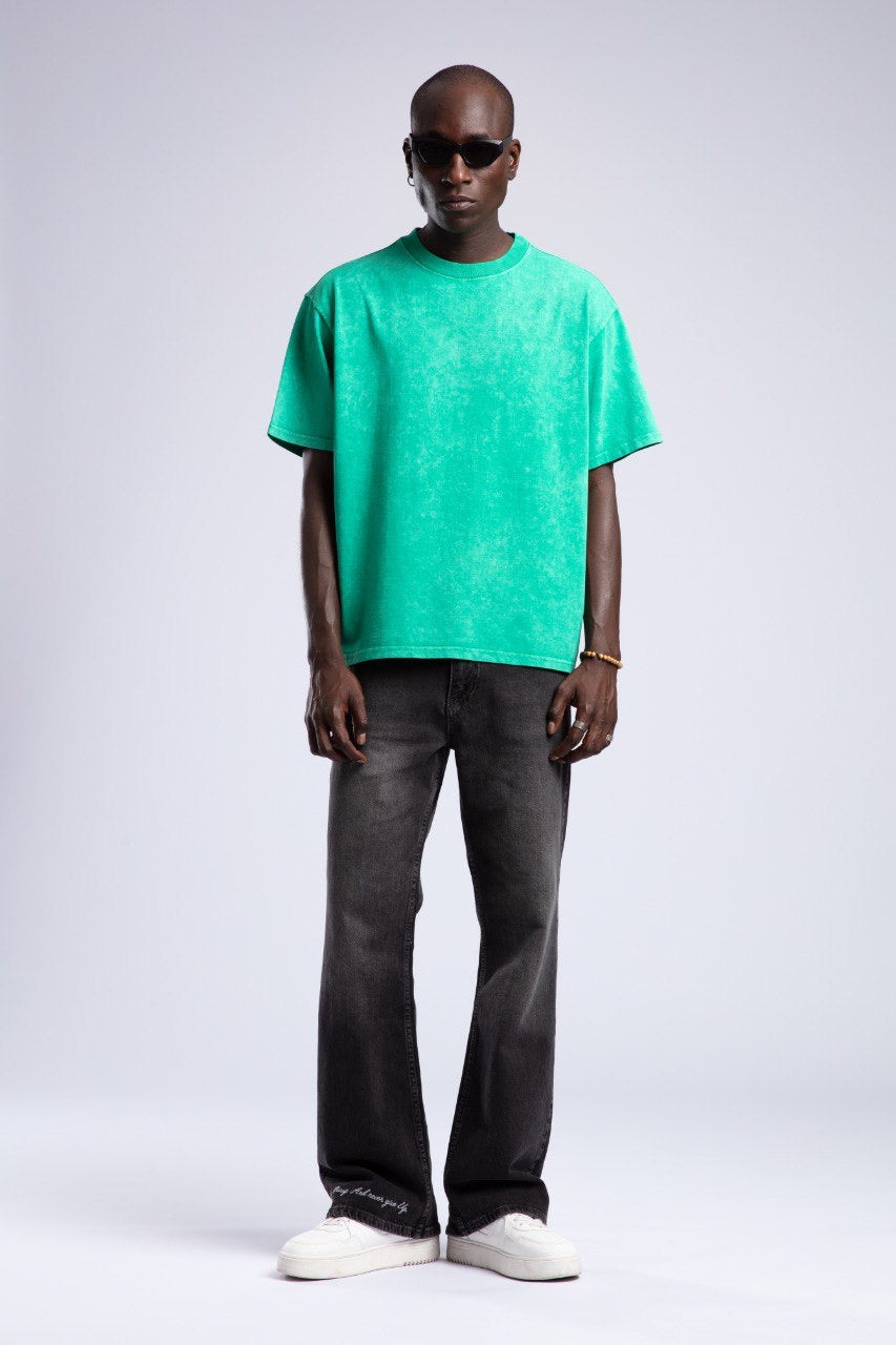 Vibrant Green Relaxed-Fit Casual Streetwear T-Shirt