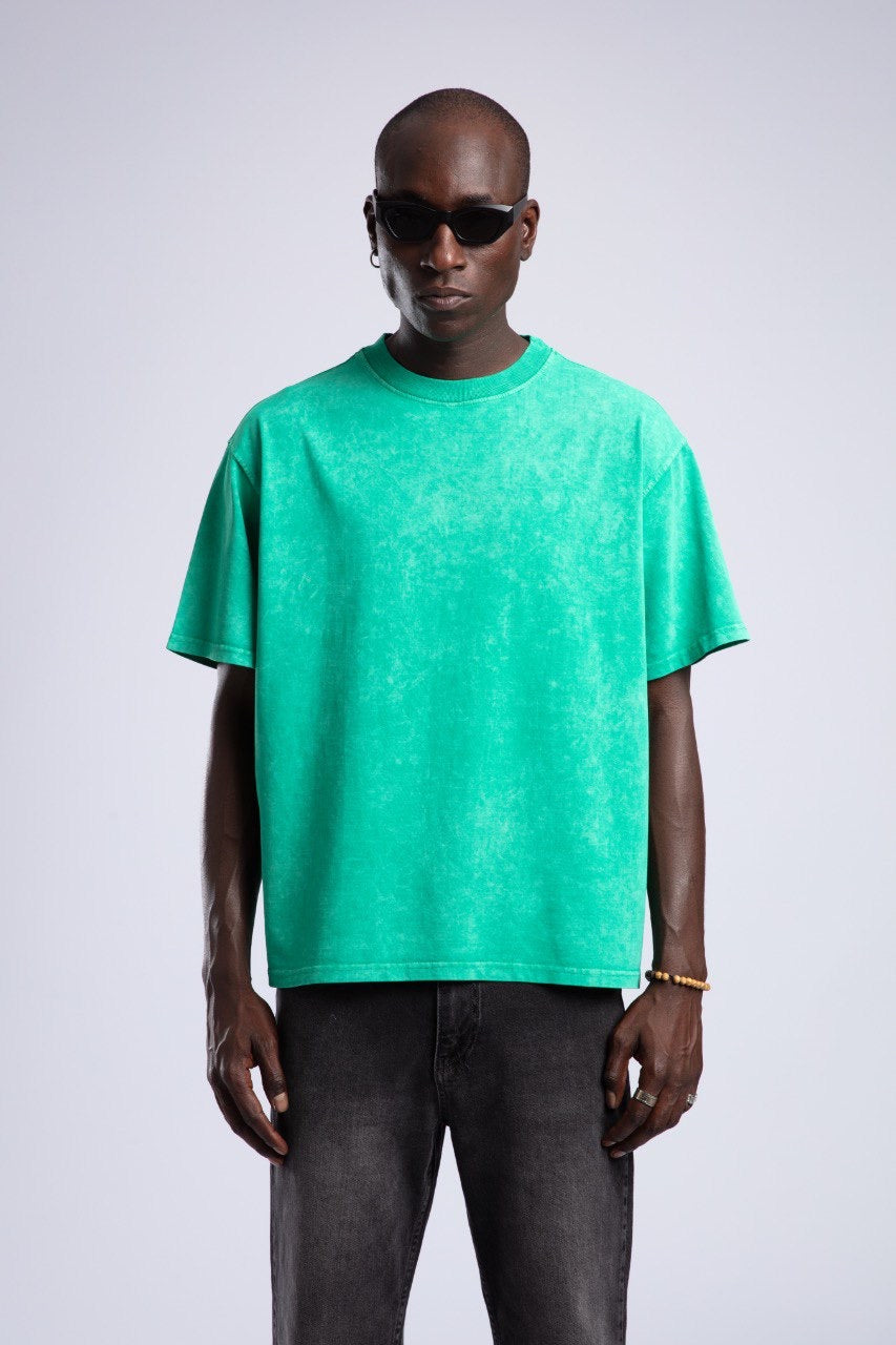 Vibrant Green Relaxed-Fit Casual Streetwear T-Shirt