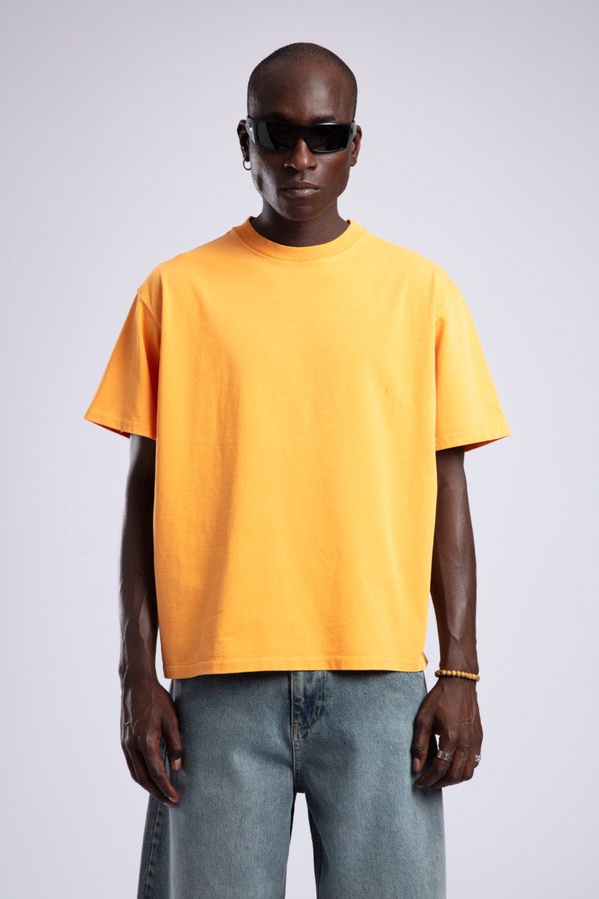 Bright Orange Casual Cotton T-Shirt for Men