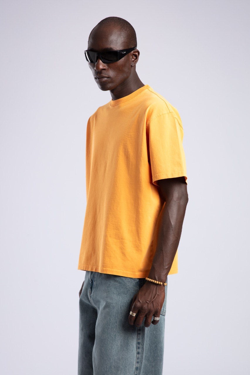 Bright Orange Casual Cotton T-Shirt for Men