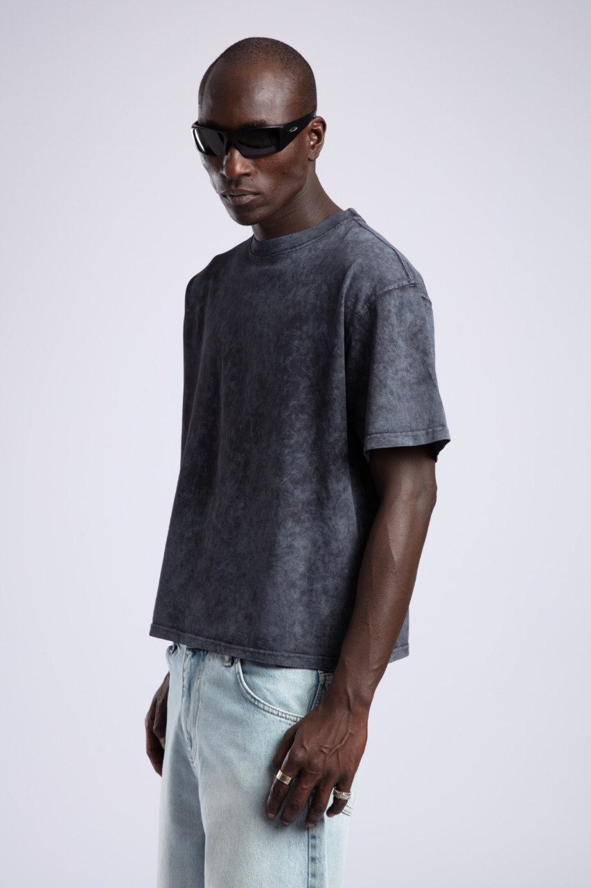 Charcoal Washed Oversized Cotton T-Shirt for Men