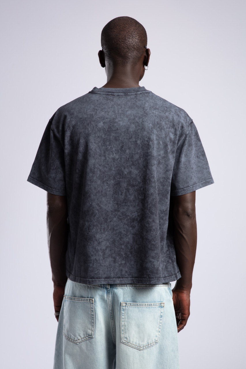 Charcoal Washed Oversized Cotton T-Shirt for Men