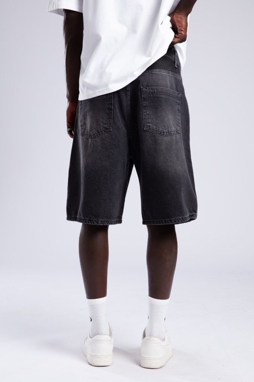 Men’s Black Denim Shorts with Bold 85 Print