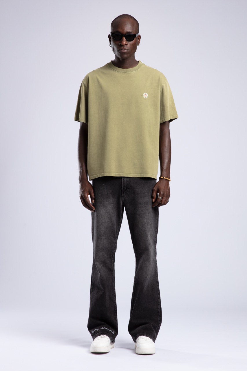 Olive Green Minimalist Oversized Cotton T-Shirt