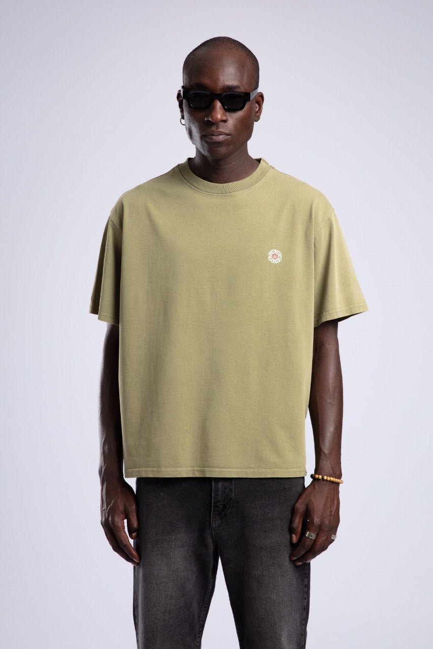 Olive Green Minimalist Oversized Cotton T-Shirt