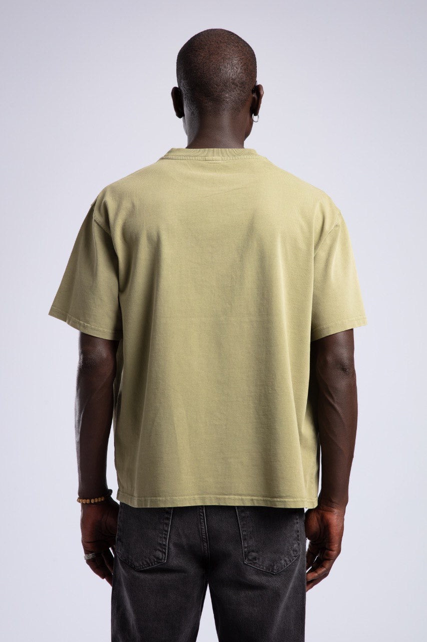 Olive Green Minimalist Oversized Cotton T-Shirt