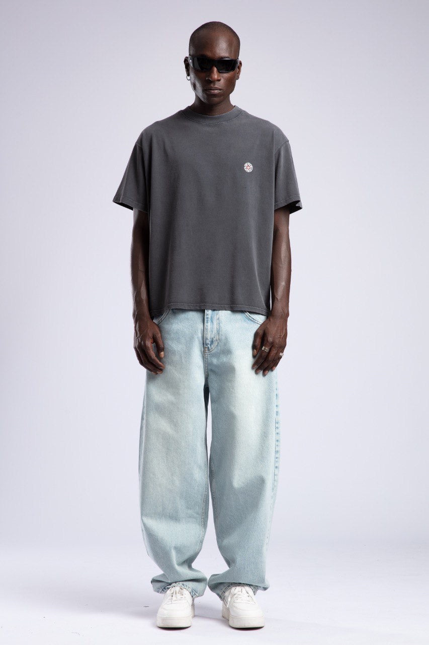 Minimalist Charcoal Gray Oversized Cotton T-Shirt