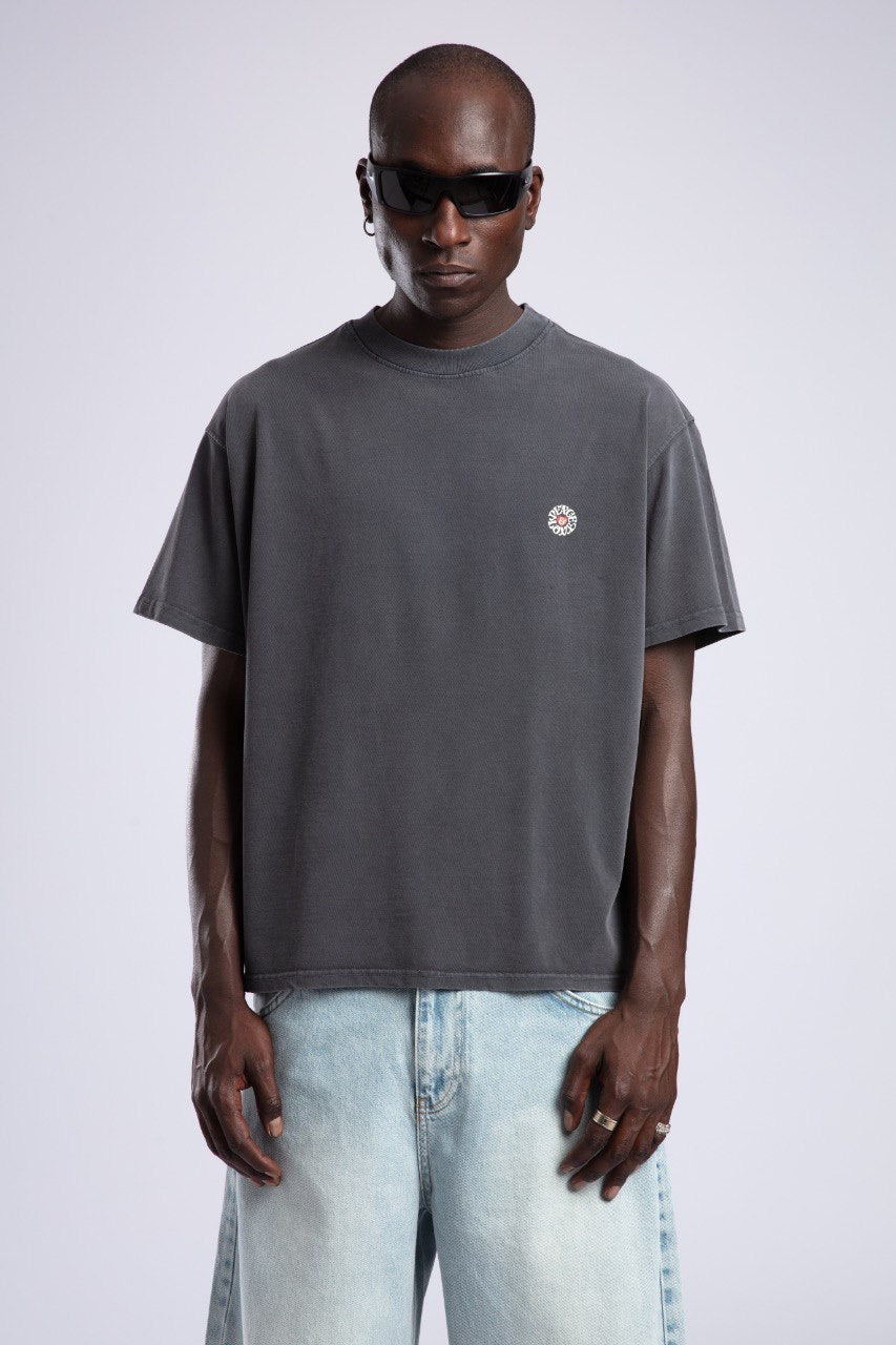 Minimalist Charcoal Gray Oversized Cotton T-Shirt