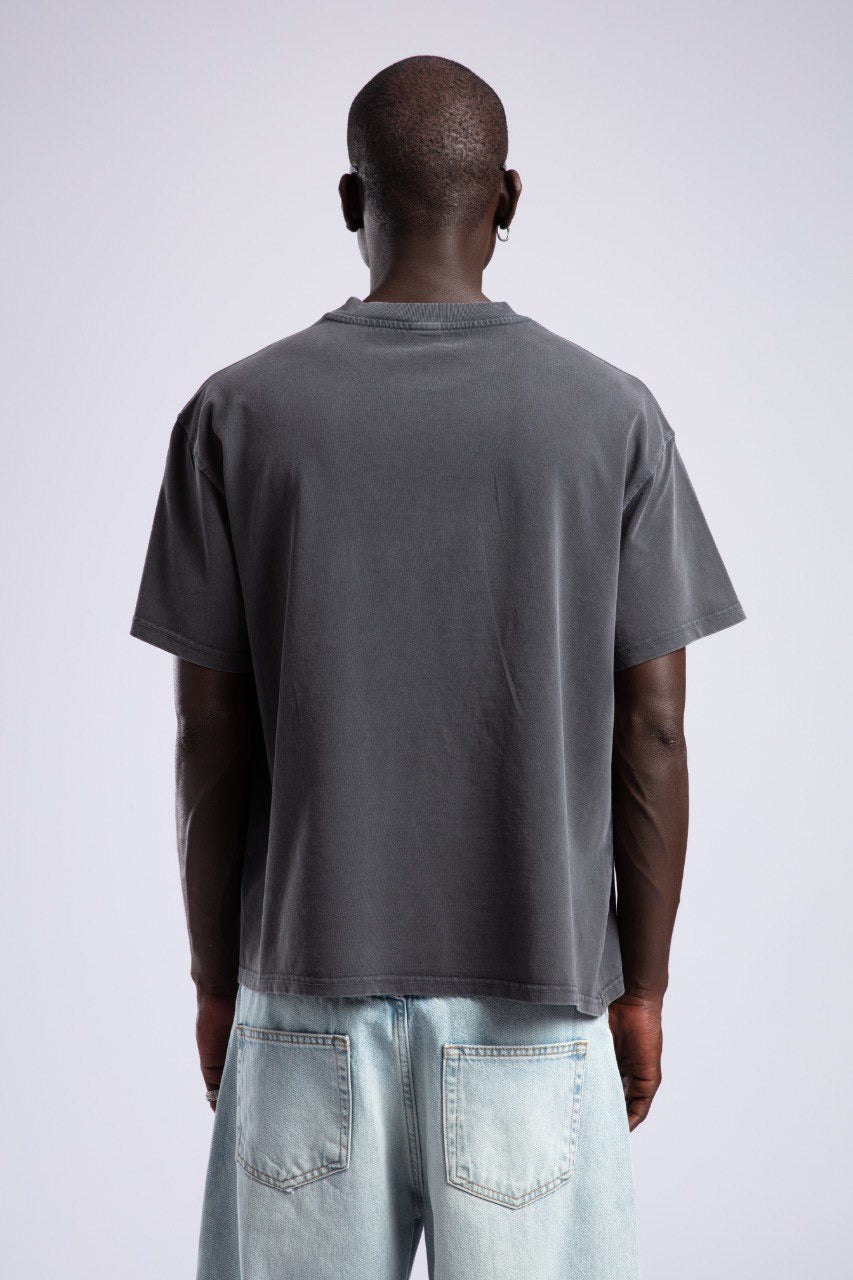 Minimalist Charcoal Gray Oversized Cotton T-Shirt