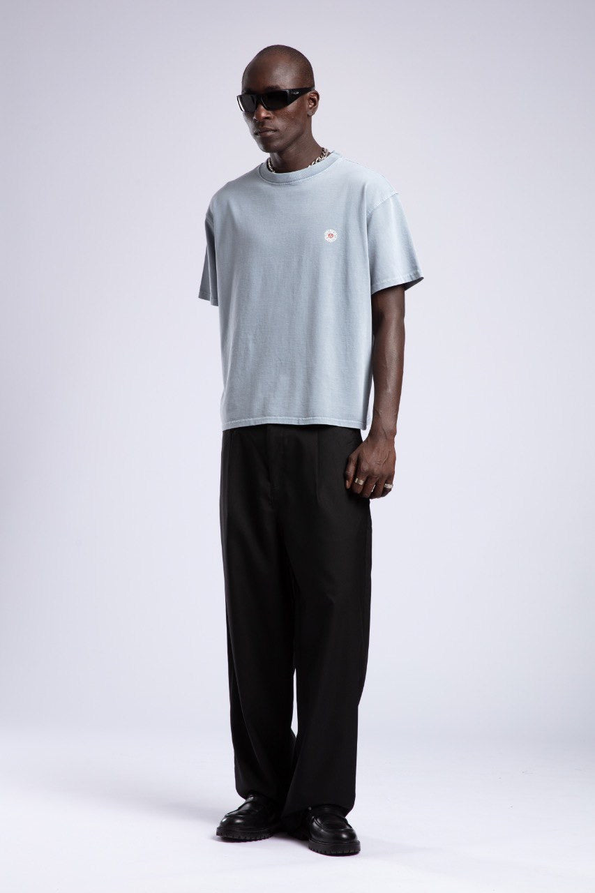 Light Blue Oversized Cotton T-Shirt with Minimal Logo