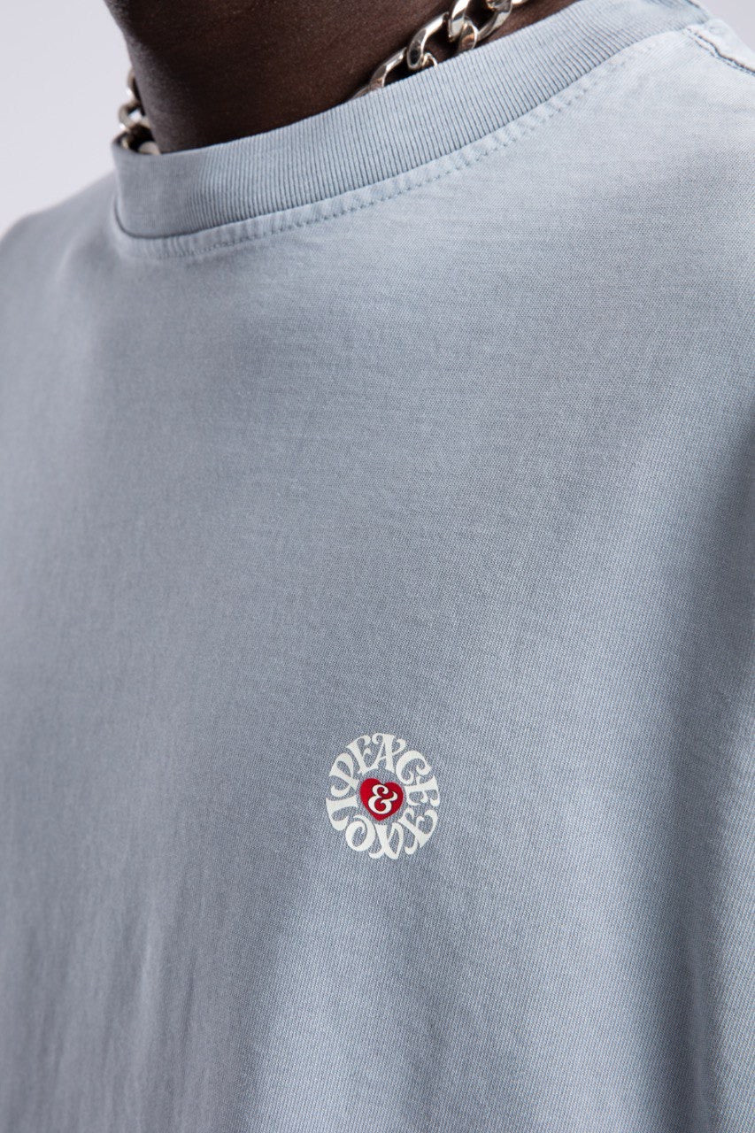 Light Blue Oversized Cotton T-Shirt with Minimal Logo